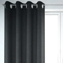 SCHÖNER LEBEN. Vorhang Waffelrelief Kästchenstruktur uni schwarz 245cm oder Wunschlänge