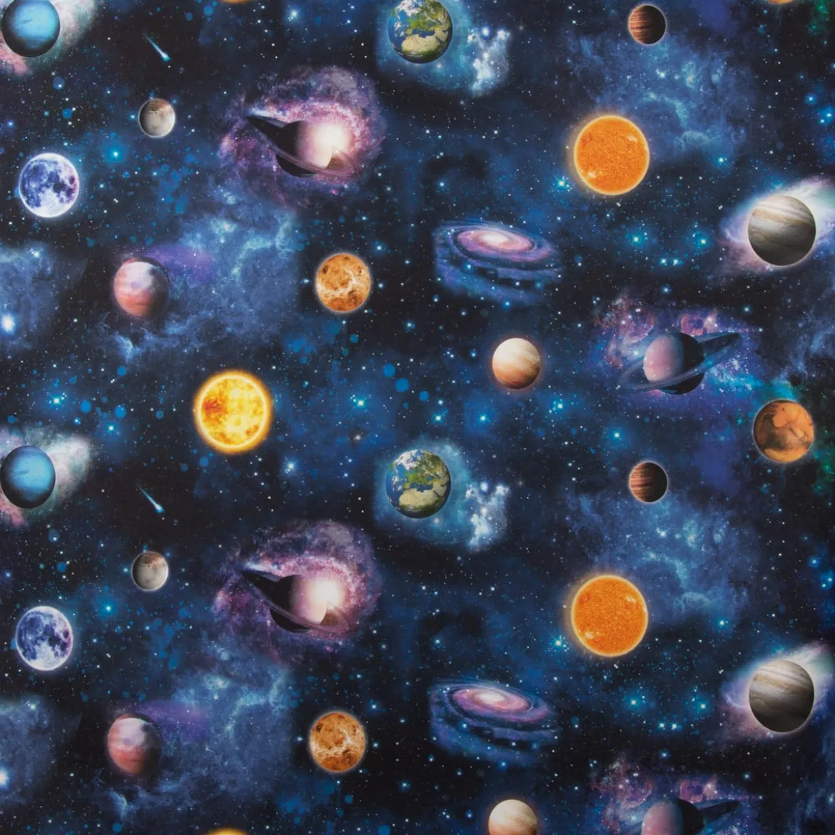 SCHÖNER LEBEN. Vorhang Weltall Weltraum Planeten Erde blau bunt 245cm oder Wunschlänge