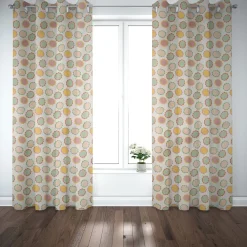 SCHÖNER LEBEN. Vorhang wollweiß mit Blumen Blüten bunt 245cm oder Wunschlänge