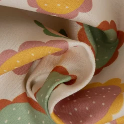 SCHÖNER LEBEN. Vorhang wollweiß mit Blumen Blüten bunt 245cm oder Wunschlänge