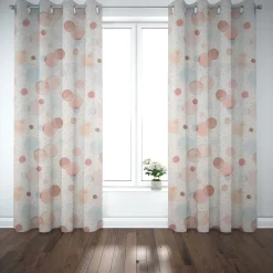 SCHÖNER LEBEN. Vorhang wollweiß mit Kreisen Aquarell-Tupfen pastell 245cm oder Wunschlänge