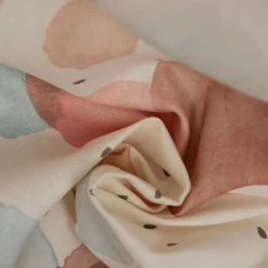 SCHÖNER LEBEN. Vorhang wollweiß mit Kreisen Aquarell-Tupfen pastell 245cm oder Wunschlänge