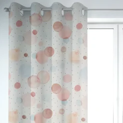 SCHÖNER LEBEN. Vorhang wollweiß mit Kreisen Aquarell-Tupfen pastell 245cm oder Wunschlänge
