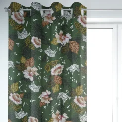 SCHÖNER LEBEN. Vorhang ZOOP Blumen Zebra grün braun weiß schwarz 245cm oder Wunschlänge