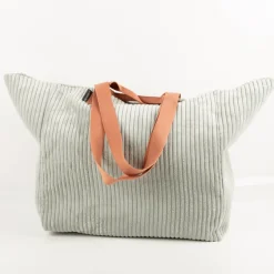 SCHÖNER LEBEN XXL Cord Tasche stabiler Riesenshopper Baby Rib mintgrün lachs 88x35x40 cm