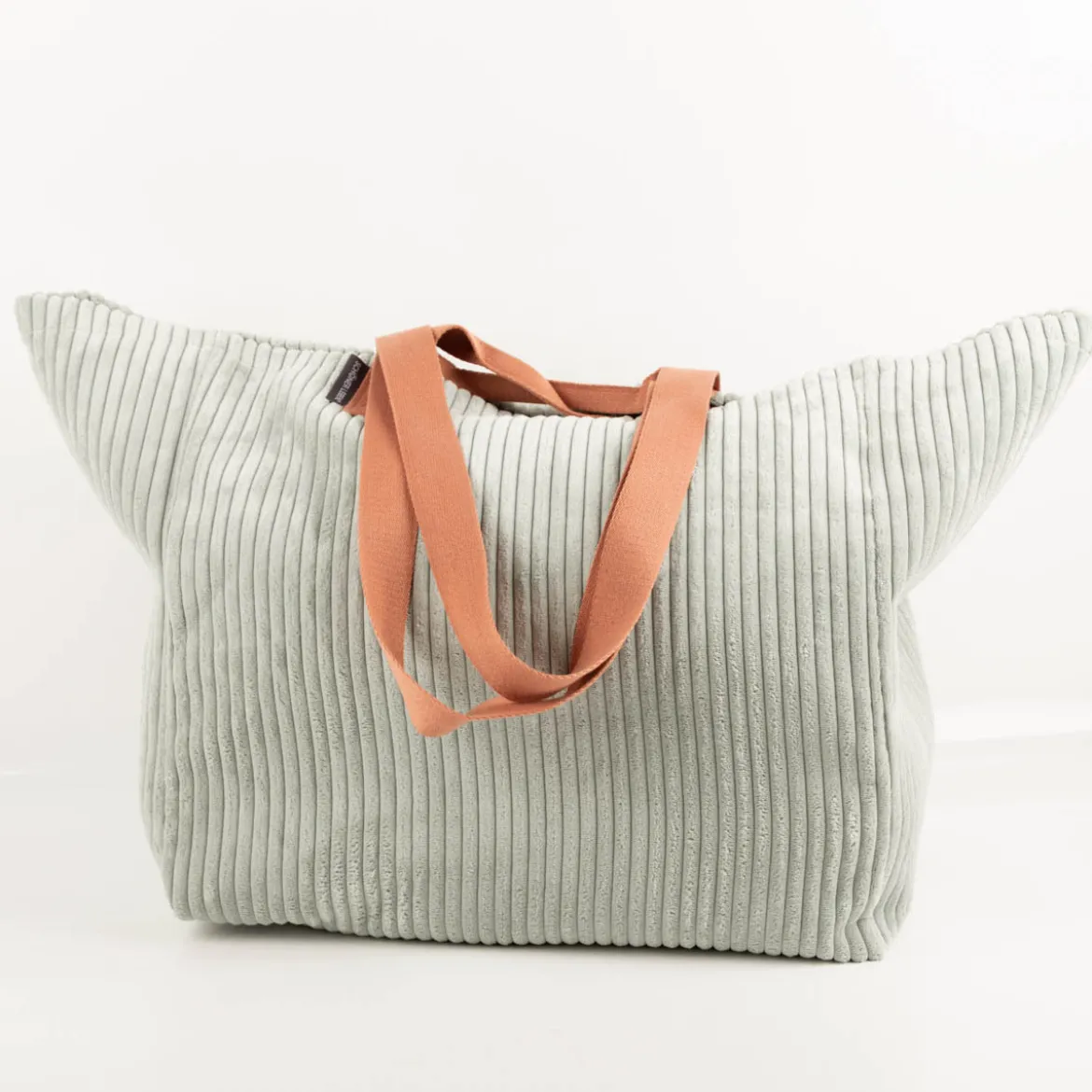 SCHÖNER LEBEN XXL Cord Tasche stabiler Riesenshopper Baby Rib mintgrün lachs 88x35x40 cm