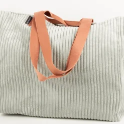 SCHÖNER LEBEN XXL Cord Tasche stabiler Riesenshopper Baby Rib mintgrün lachs 88x35x40 cm