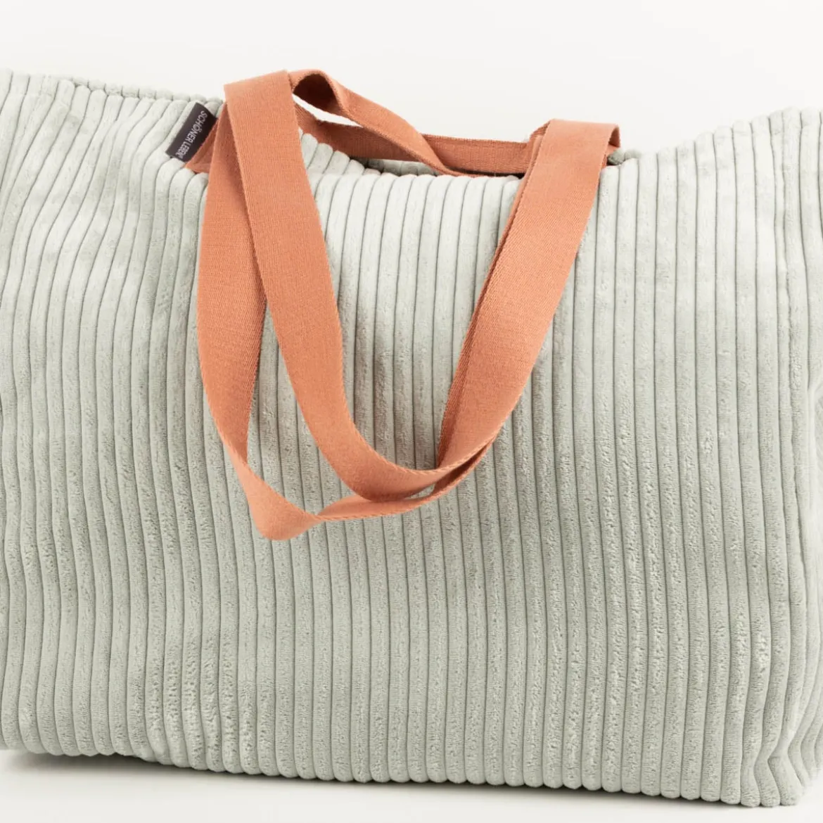 SCHÖNER LEBEN XXL Cord Tasche stabiler Riesenshopper Baby Rib mintgrün lachs 88x35x40 cm