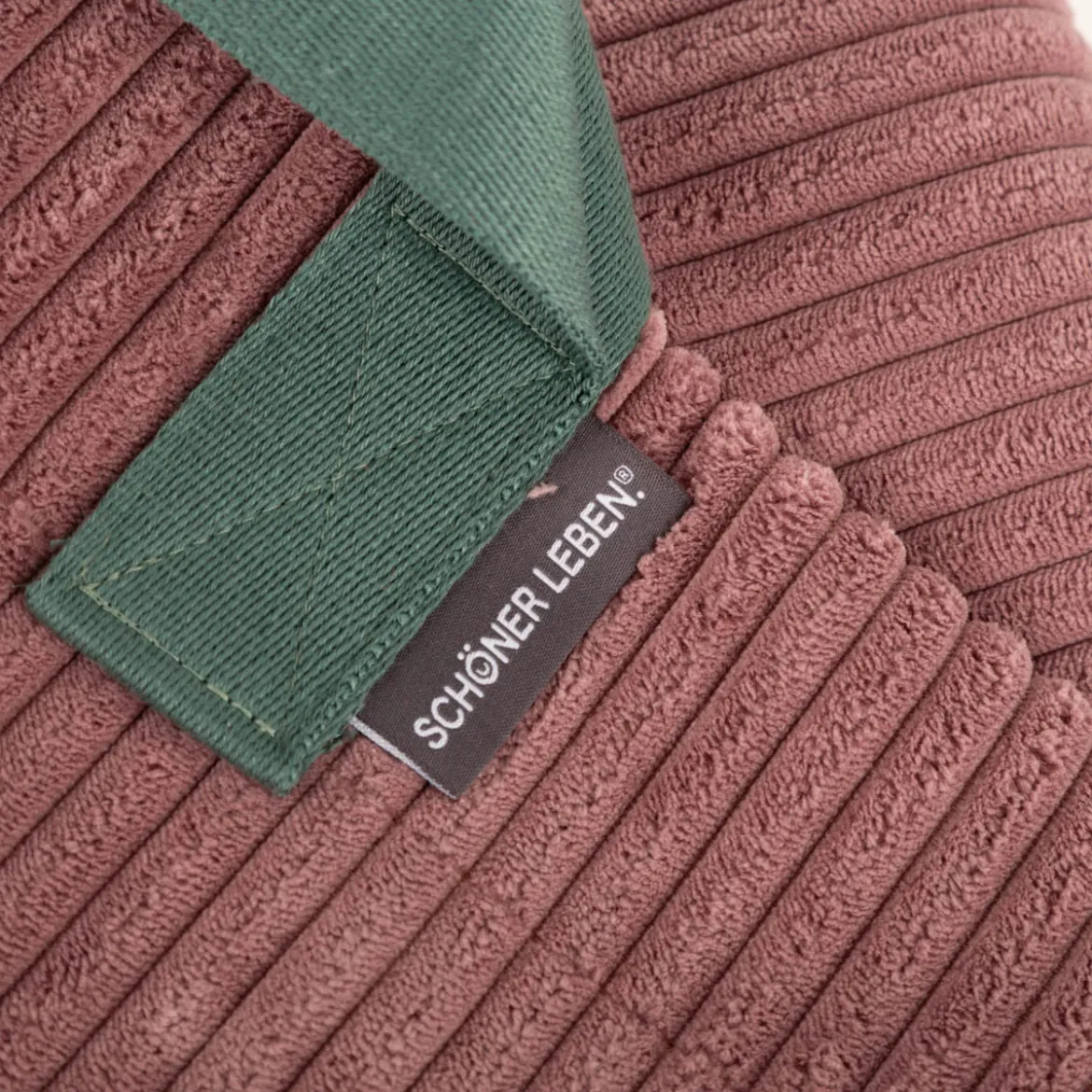 SCHÖNER LEBEN. XXL Cord Tasche stabiler Riesenshopper Baby Rib mauve grün 88x35x40cm