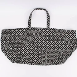SCHÖNER LEBEN. XXL Tasche stabiler Riesenshopper Kreise schwarz weiß 88x35x40cm