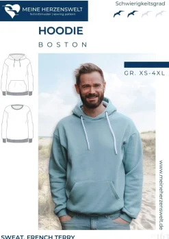 Schnittmuster Hoodie Herren Papierschnittmuster Boston Gr. XS-4XL von Meine Herzenswelt