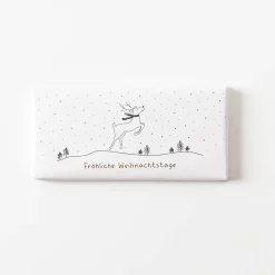 Schokotafel Fröhliche Weihnachtstage mit Goldveredelung weiß 30g von Grafik Werkstatt