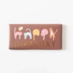 Schokotafel Happy Birthday Katzen mit Goldveredelung braun bunt 30g von Grafik Werkstatt