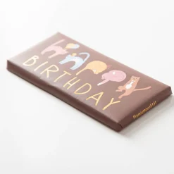 Schokotafel Happy Birthday Katzen mit Goldveredelung braun bunt 30g von Grafik Werkstatt