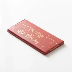 Schokotafel Merry Christmas mit Goldveredelung rot 30g von Grafik Werkstatt