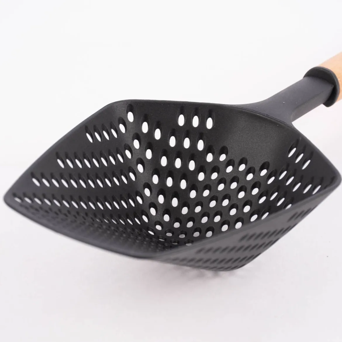 Schöpfsieb Silikon Holz schwarz natur 36x12cm
