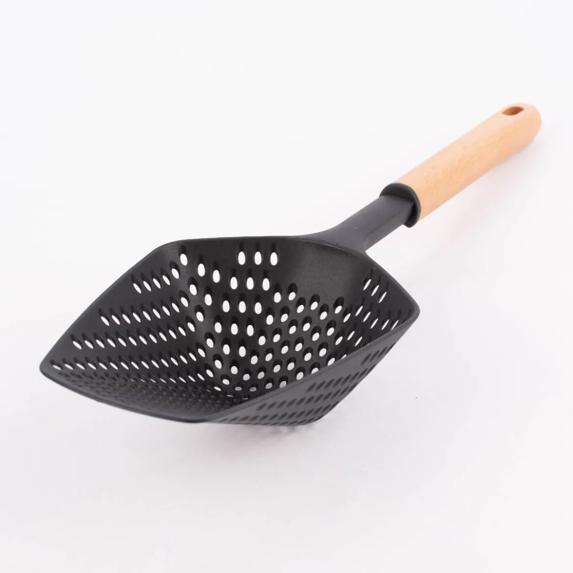 Schöpfsieb Silikon Holz schwarz natur 36x12cm