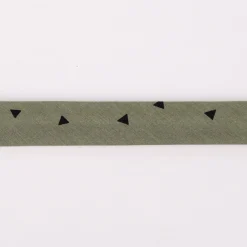 Schrägband Einfassband Baumwolle bedruckt Dreiecke khaki schwarz Breite: 2cm