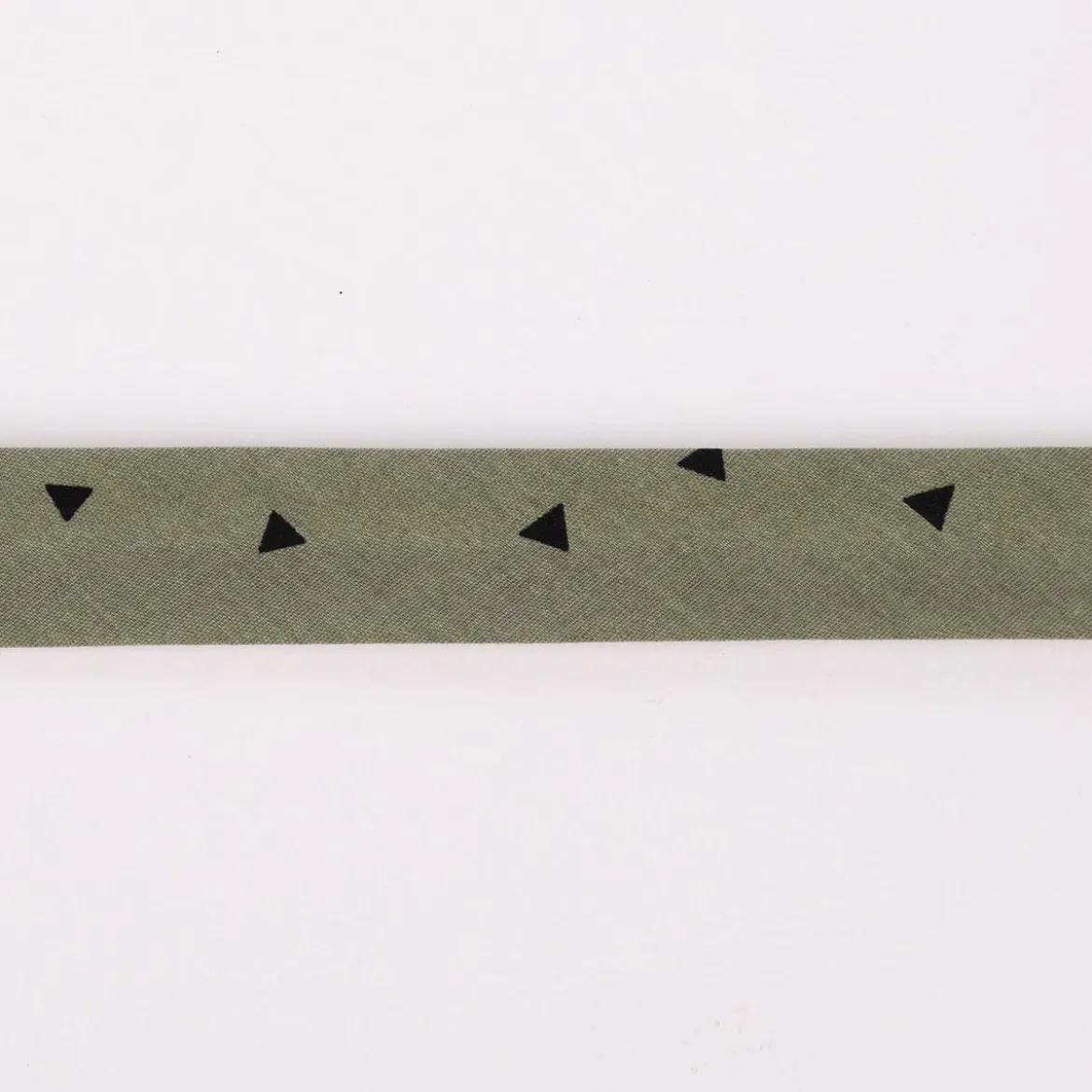 Schrägband Einfassband Baumwolle bedruckt Dreiecke khaki schwarz Breite: 2cm