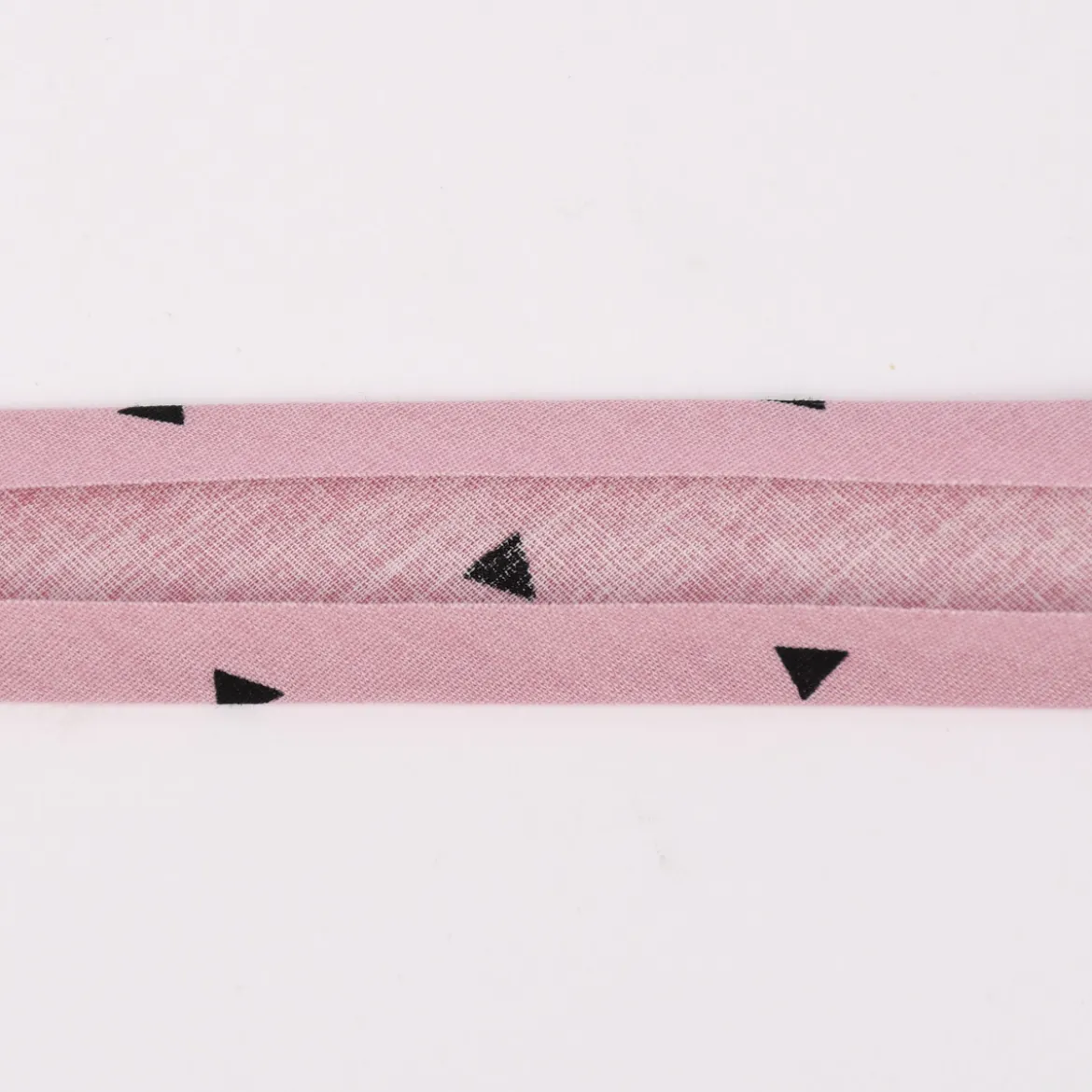 Schrägband Einfassband Baumwolle bedruckt Dreiecke altrosa schwarz Breite: 2cm