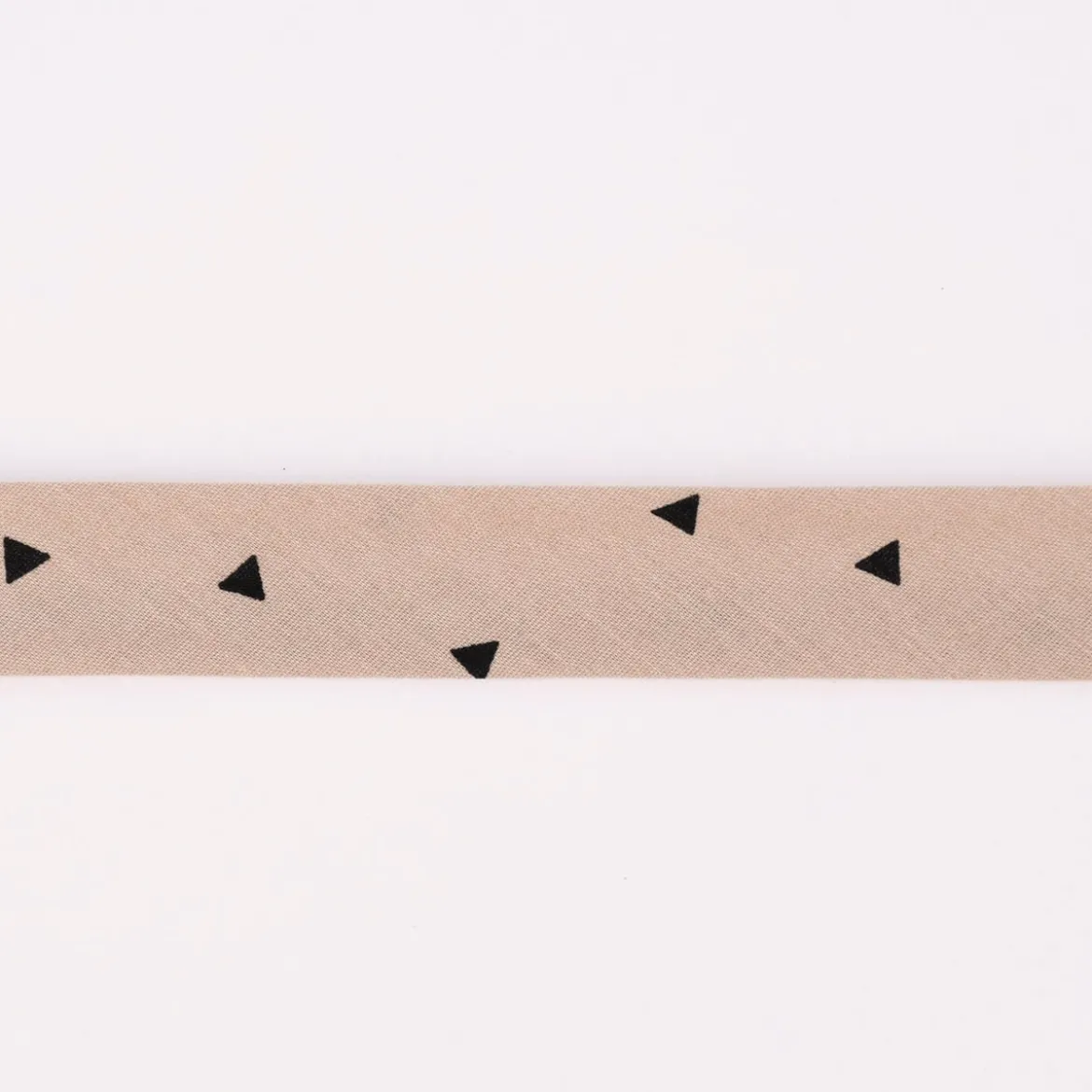 Schrägband Einfassband Baumwolle bedruckt Dreiecke taupe schwarz Breite: 2cm