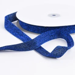 Schrägband Einfassband Lurex Glitzer blau Breite: 2cm