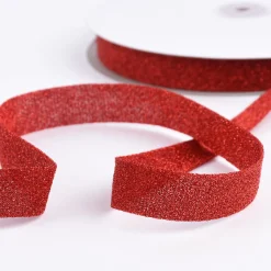 Schrägband Einfassband Lurex Glitzer rot Breite: 2cm