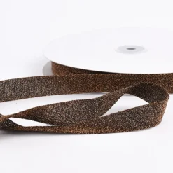 Schrägband Einfassband Lurex Glitzer braun Breite: 2cm