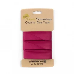 Schrägband Einfassband Organic Bio Popeline Baumwolle 20mm uni beere 5m