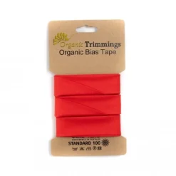 Schrägband Einfassband Organic Bio Popeline Baumwolle 20mm uni rot 5m