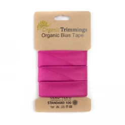Schrägband Einfassband Organic Bio Popeline Baumwolle 20mm uni fuchsia 5m