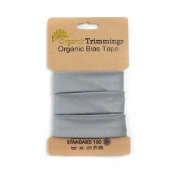 Schrägband Einfassband Organic Bio Popeline Baumwolle 20mm uni grau 5m