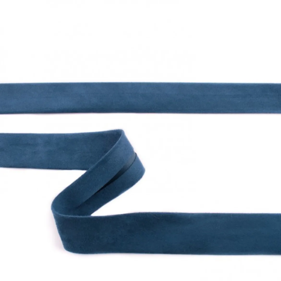 Schrägband Velourleder jeansblau Meterware Breite: 2cm