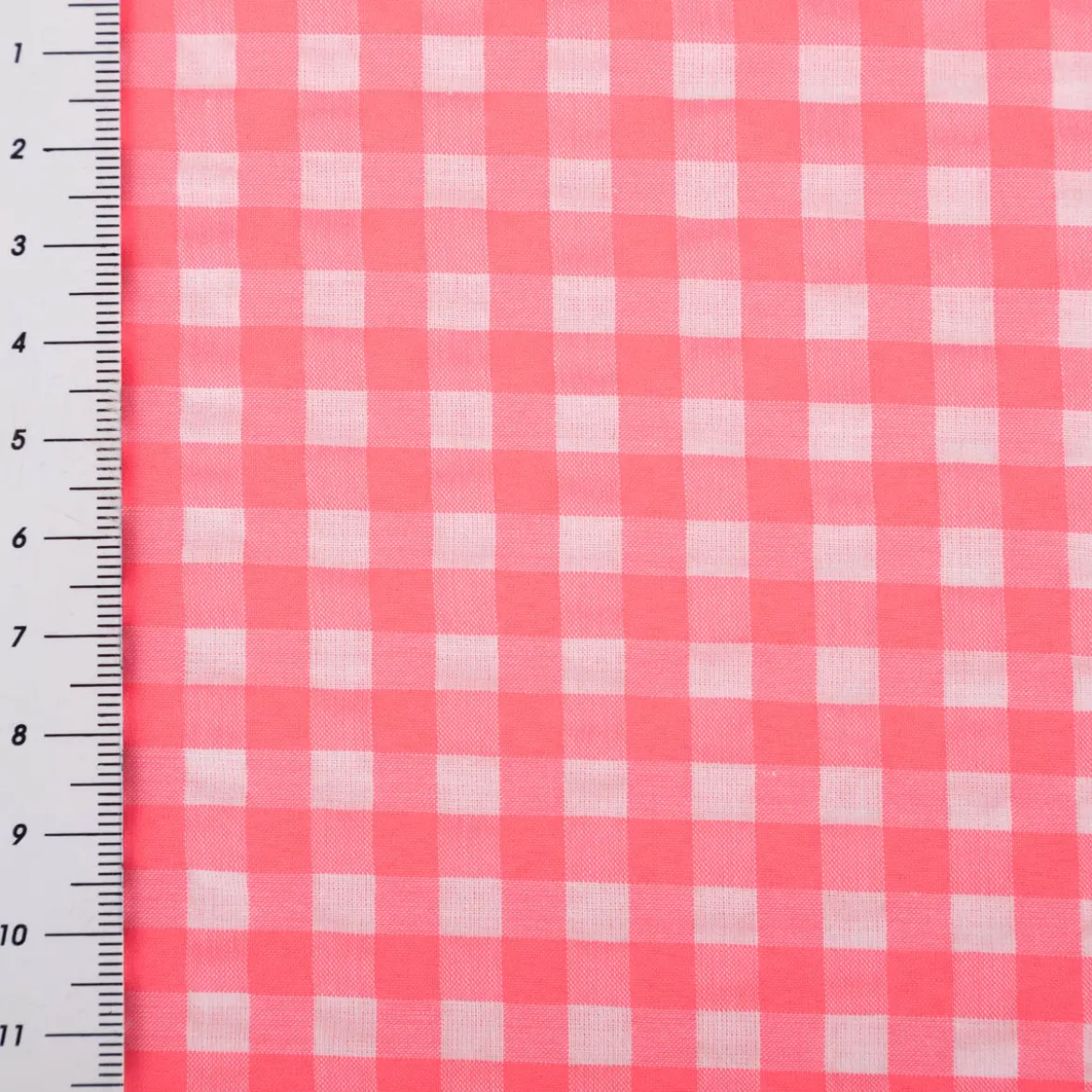 Seersucker Bekleidungsstoff YARN DYED Baumwollmischung Karo weiß neon pink 1,45m Breite