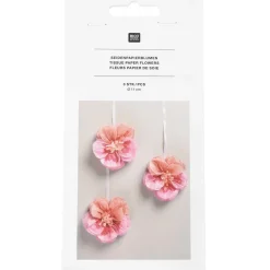 Seidenpapierblumen Stiefmütterchen rosa pink 12cm von Rico Design im 3er Set