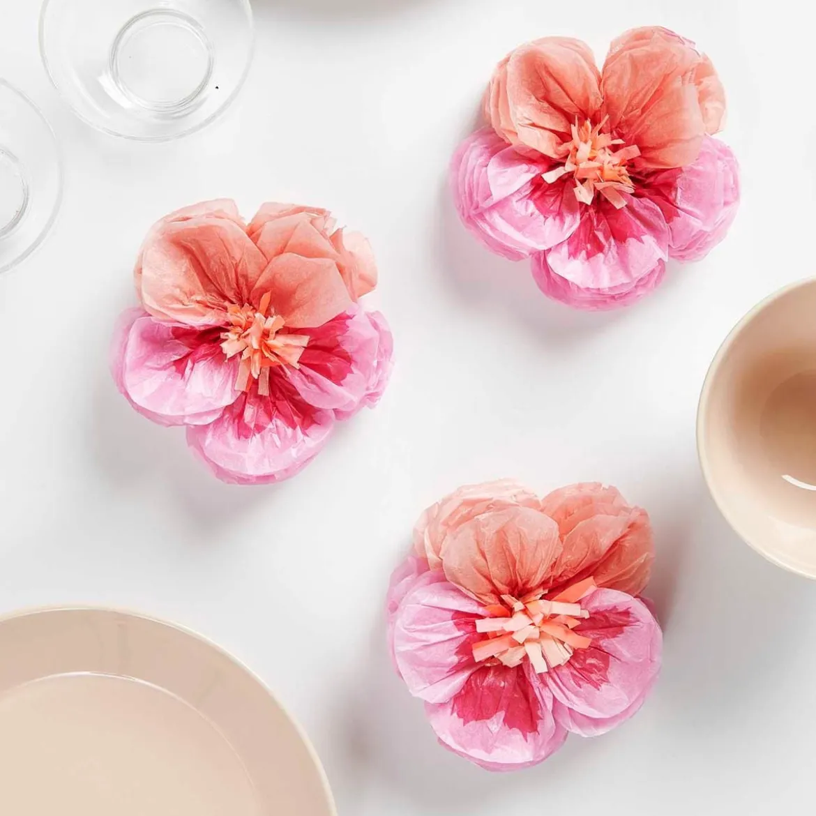 Seidenpapierblumen Stiefmütterchen rosa pink 12cm von Rico Design im 3er Set