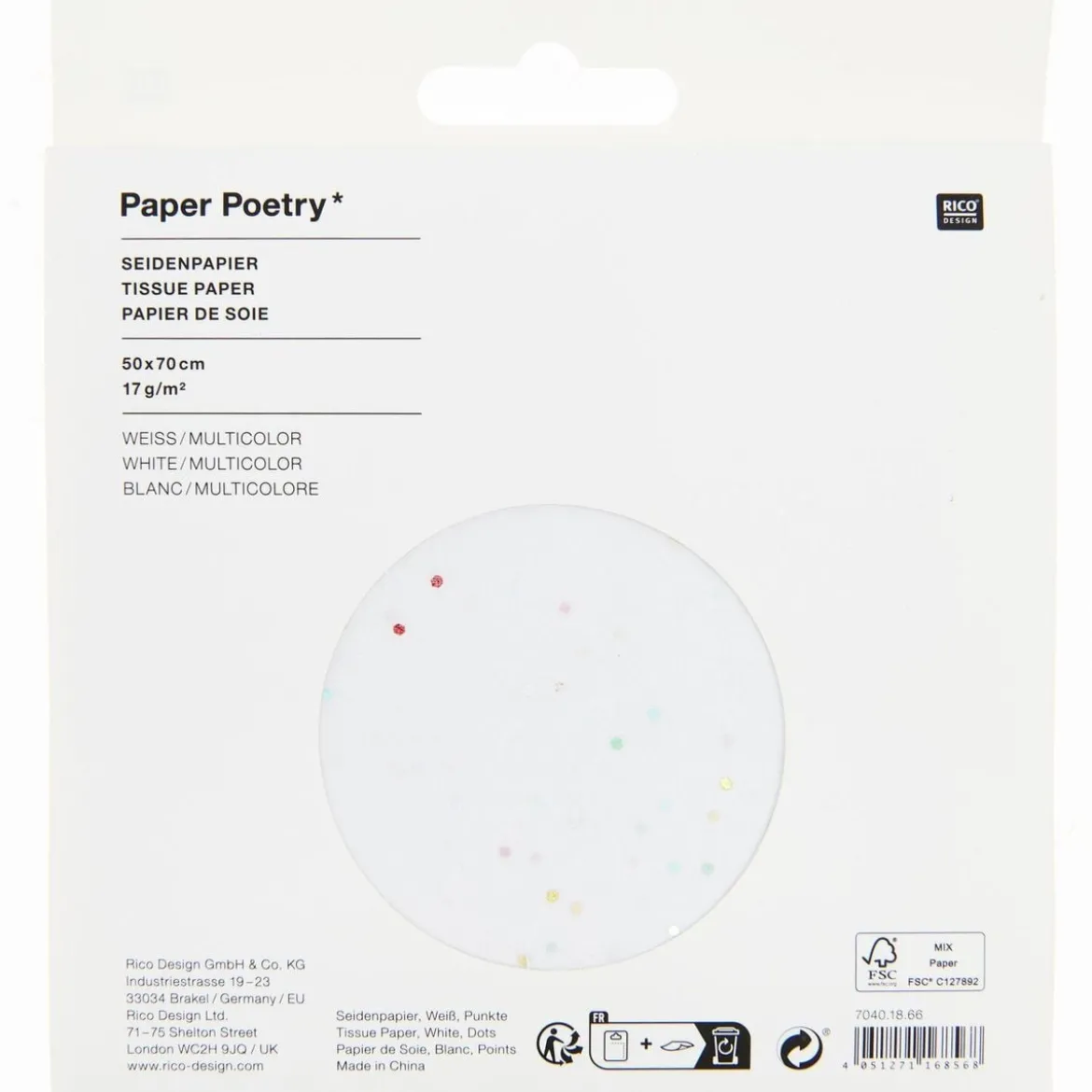 Seidenpapier Hotfoil Punkte 5 Stk 50x70cm Paper Poetry von Rico Design