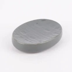 Seifenschale geometrisches Muster Keramik grau 12x9x3cm