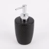 Seifenspender Noppenstruktur Keramik schwarz matt silberfarbig 18x8cm