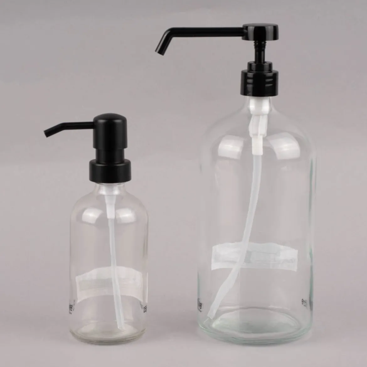 Seifenspender Pumpflasche Glas Kunststoff transparent schwarz 250ml oder 1l