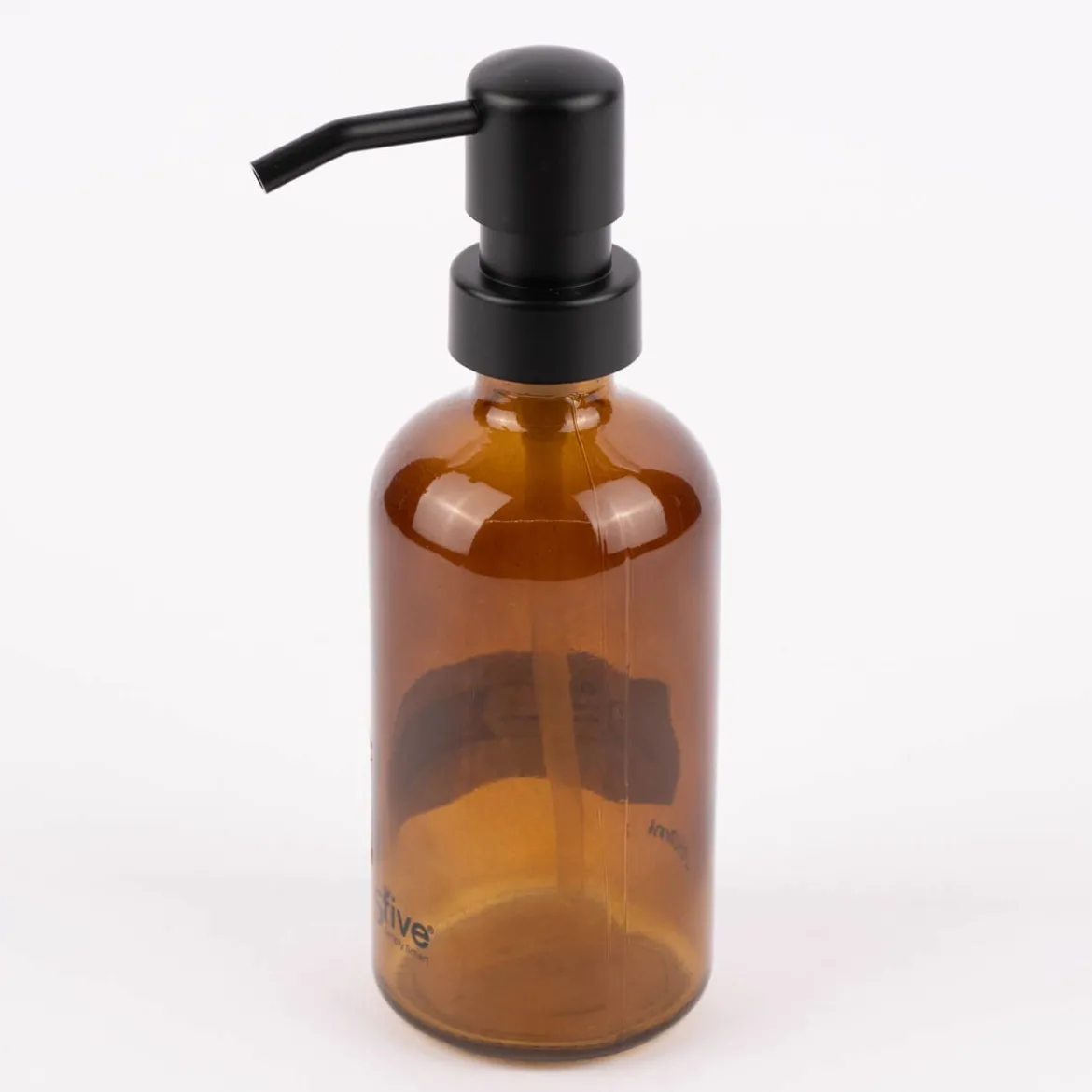 Seifenspender Pumpflasche Glas Kunststoff braun schwarz 18x6cm 250ml