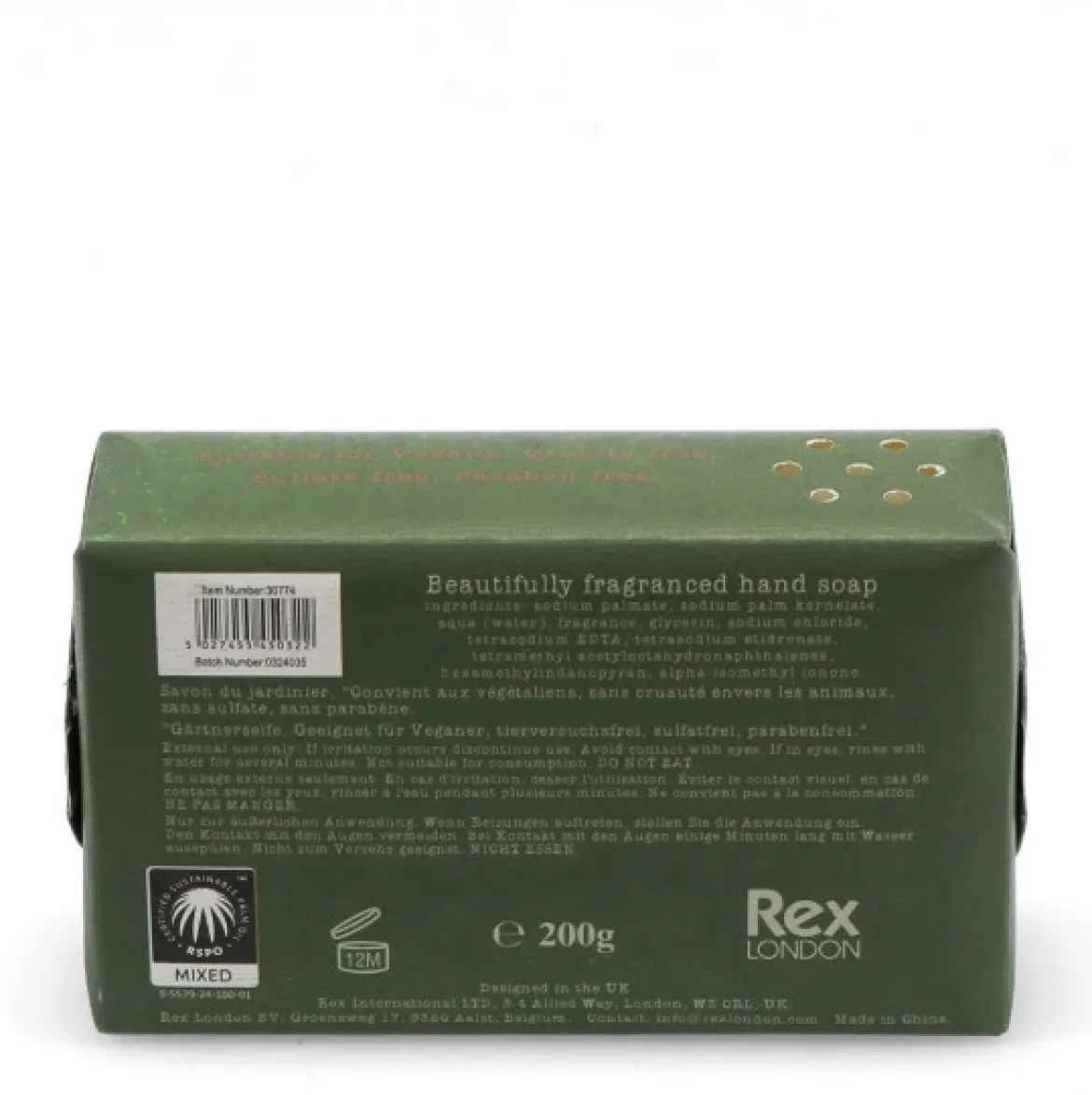 Seifenstück Gardener´s Soap Rustic fields 200g von Rex London