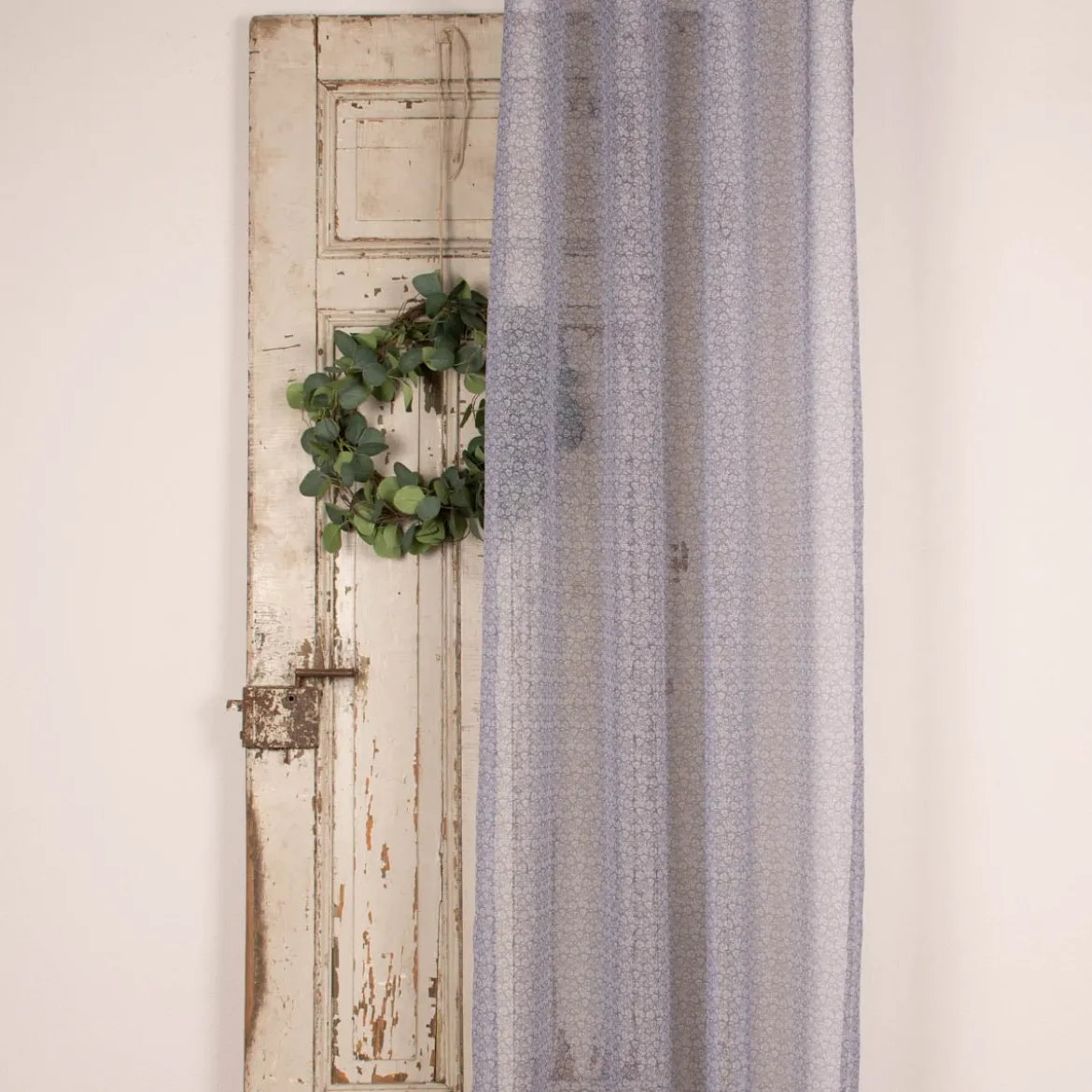 Ösengardine Allover fein geblümt grau weiß 140x260cm