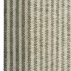 Ösengardine aus Dobbystoff schmale Streifen grün beige mit Ösen schwarz 130x245cm oder Wunschlänge von SCHÖNER LEBEN.