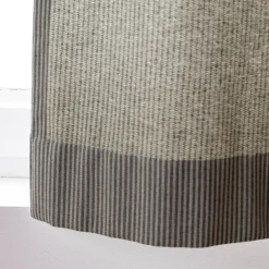 Ösengardine aus Dobbystoff schmale Streifen grün beige mit Ösen schwarz 130x245cm oder Wunschlänge von SCHÖNER LEBEN.