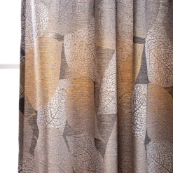 Ösengardine blickdicht Blätter anthrazit messing 140x245cm