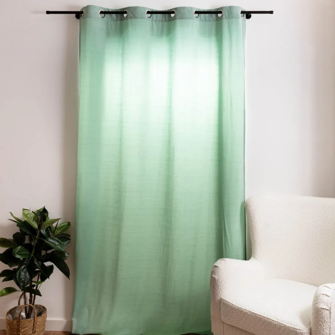 Ösengardine blickdicht uni Velours mintgrün 145x245cm