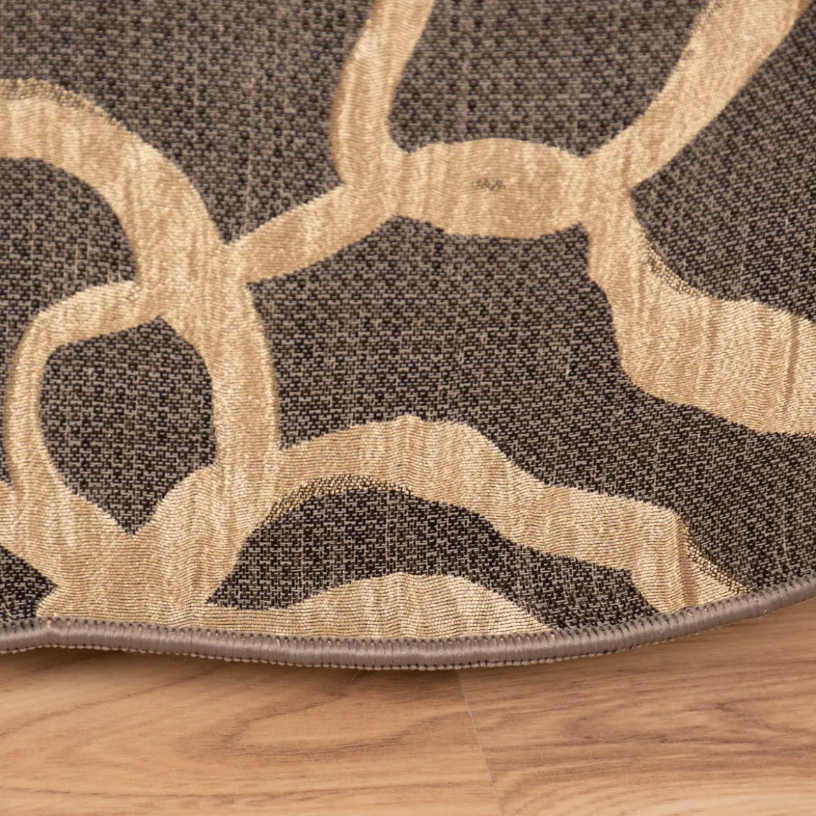 Ösengardine blickdicht verschlungene Linien grau gold 140x245cm