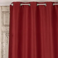 Ösengardine Chevron feine Zickzacklinien abdunkelnd rot schwarz 140x260cm