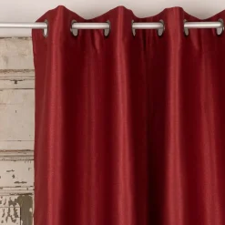 Ösengardine Chevron feine Zickzacklinien abdunkelnd rot schwarz 140x260cm